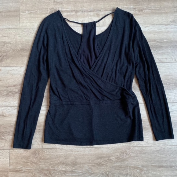 Skunkfunk long sleeve teeshirt wrap style b neck open back Lyocell sustainable - Picture 2 of 6